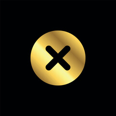 Gold Color Cross Sign Cancel Denial Icon Vector