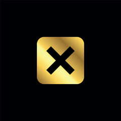 Gold Color Cross Sign Cancel Denial Icon Vector