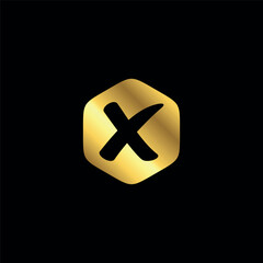 Fototapeta premium Gold Color Cross Sign Cancel Denial Icon Vector