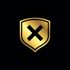 Gold Color Cross Sign Cancel Denial Icon Vector