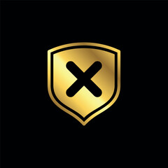 Fototapeta premium Gold Color Cross Sign Cancel Denial Icon Vector