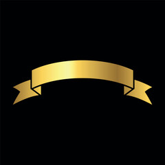 Gold Color Blank Ribbons in Flat Style Vector Template
