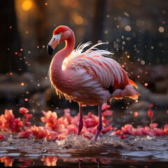 Fototapeta premium Flamingo, Wildlife Photography, Generative AI