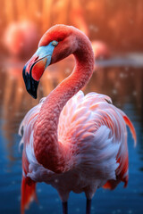 Obraz premium Flamingo, Wildlife Photography, Generative AI