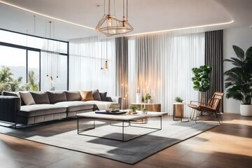 Fototapeta na wymiar Modern Interior Design Background. Stylish Living Room