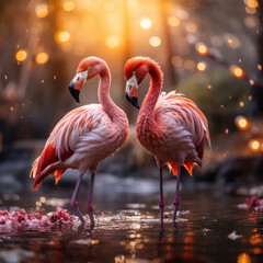 Fototapeta na wymiar Flamingo, Wildlife Photography, Generative AI