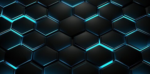 Hexagonal background with neon light, game wallpaper for setup. Generative AI