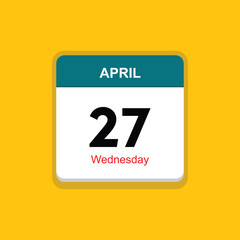 wednesday 27 april icon with yellow background, calender icon