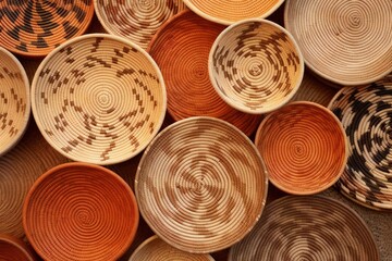 Indigenous handicraft, basket made with coconut straw. Generative AI