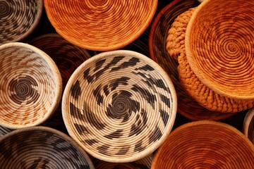 Indigenous handicraft, basket made with coconut straw. Generative AI