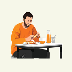 inmate eating vector flat minimalistic isolated illustration