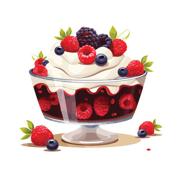dessert with berries on top vector flat isolated illustration