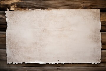 Old paper on wooden background, wild west concept, space for writing. Generative AI