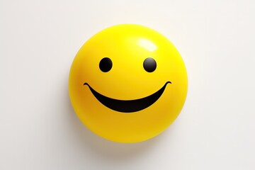 Yellow circular smiling face, emoji style, white background. Generative AI