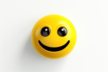 Yellow circular smiling face, emoji style, white background. Generative AI