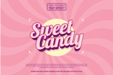 Editable text effect Sweet candy 3d cartoon template stlye modren premium vector - obrazy, fototapety, plakaty
