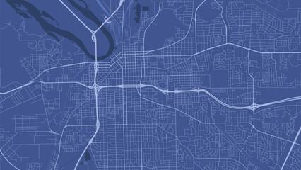 Fototapeta premium Detailed map poster of Montgomery, Alabama city, linear print map. Blue skyline urban panorama. Decorative graphic tourist map of Montgomery territory.