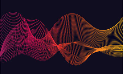 Distoreted wavy wireframe lines background - modern gradient color - blue abstract geometric background 