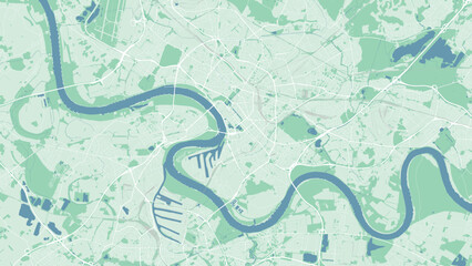 Rhine river and Dusseldorf city map