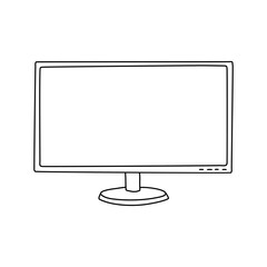 hand draw doodle pc monitor vector illustration computer