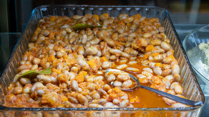 Traditional Turkish appetizers kidney bean. Red mullet is a cold appetizer served on raki (alcohol) table. at Aegean tables in Turkey