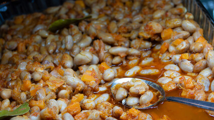 Traditional Turkish appetizers kidney bean. Red mullet is a cold appetizer served on raki (alcohol) table. at Aegean tables in Turkey