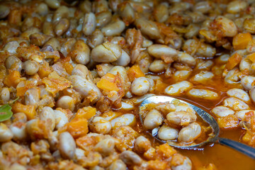 Traditional Turkish appetizers kidney bean. Red mullet is a cold appetizer served on raki (alcohol) table. at Aegean tables in Turkey