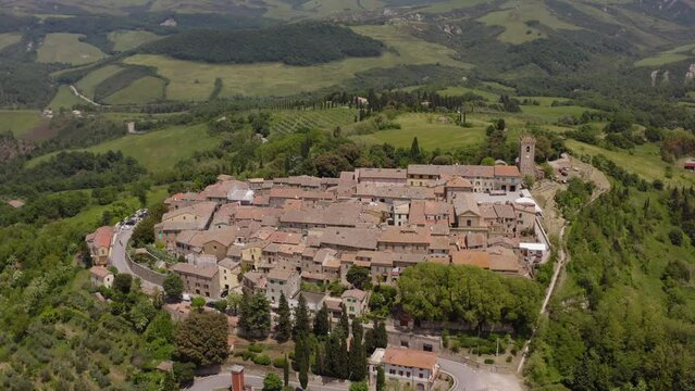 Celle Sull Rigo aerial view Tuscany Italy