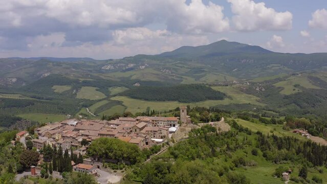 Celle Sull Rigo aerial view Tuscany Italy