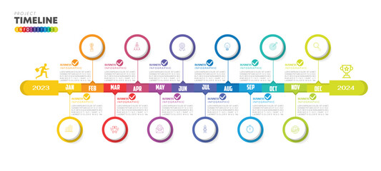 infographic Project timeline graph for 12 months modern diagram calendar, presentation vector infographic.