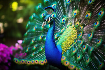 Obraz premium Peacock, Wildlife Photography, Generative AI