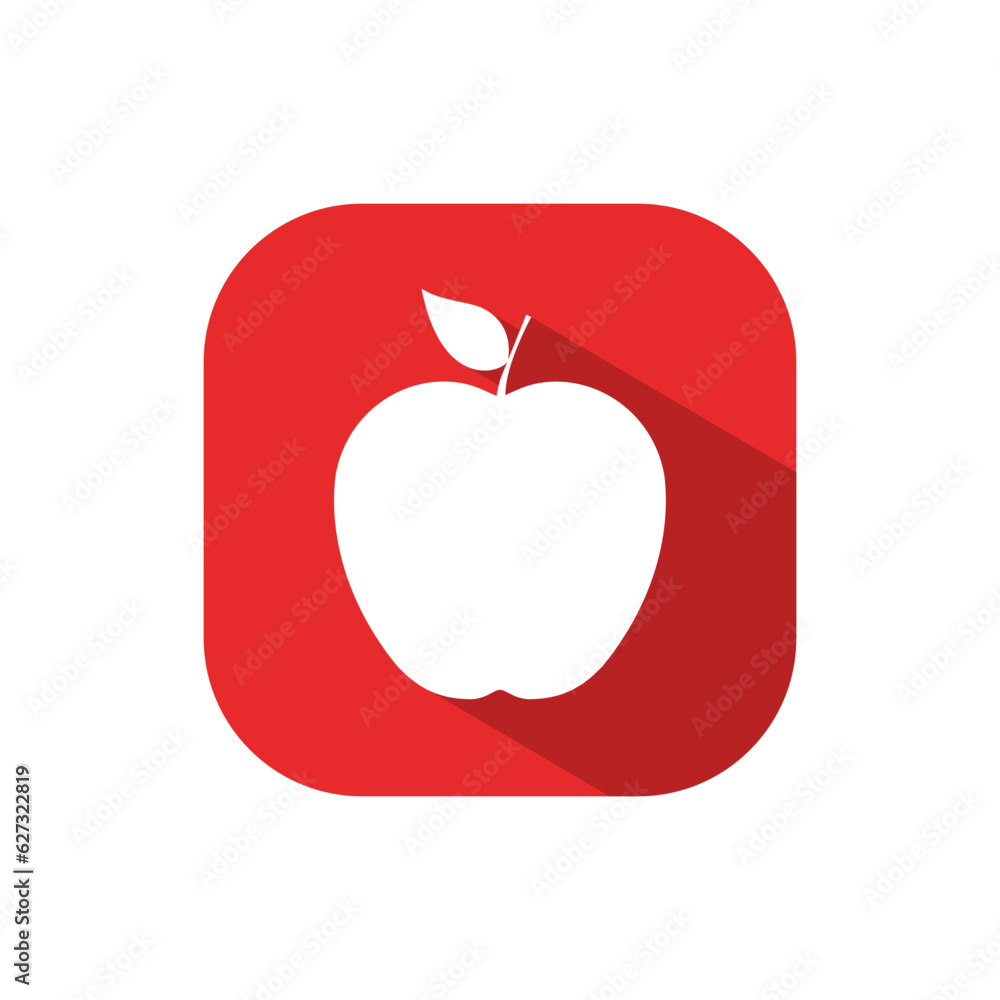 Poster apple fruit icon vector in red square background