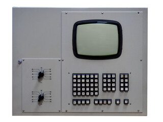 CRT kinescope with buttons and switches. Obsolete tube kinescope of Soviet equipment. First...