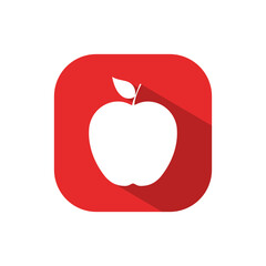 Apple fruit icon vector in red square background