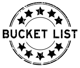 Grunge black bucket list word round rubber seal stamp on white background © bankrx