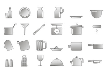 Icons set of kitchen furnitures