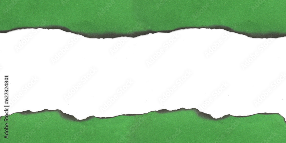 Poster green burn paper frame for text message on transparent background