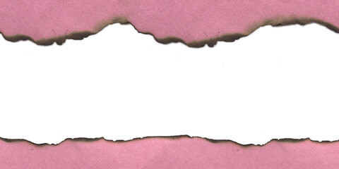 Fototapeta premium pink burn paper frame for text message on transparent background
