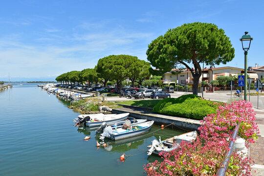 Boats in the harbor at Grado city, Italy