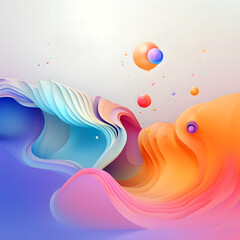 Fototapeta na wymiar Abstract colorful gradient wave glass effect background. modern glossy colorful translucent fluid motion waves, fluent style liquid cloth 3D illustration. Generative AI
