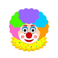 Obraz premium Colorful drawing of fun smiling clown with multicolored wig.