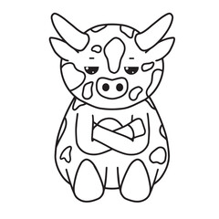 Cow with face expression, emotion, vector art