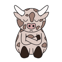 Cow with face expression, emotion, vector art