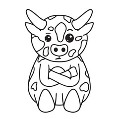 Cow with face expression, emotion, vector art