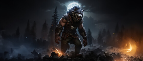 Werewolves Alpha in forest wallpaper, ultrawide, 4k, 21:9