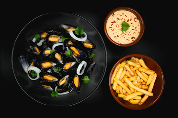 Mussels with French fries - Belgian national dish