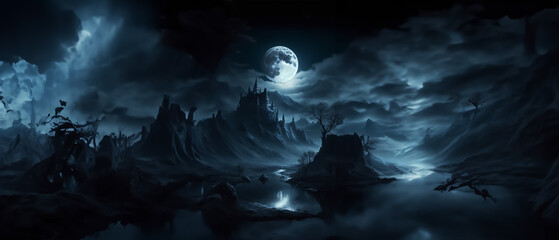 scary Halloween night wallpaper, ultrawide, 21:9