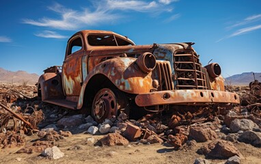 Fototapeta premium Old abandoned rusty truck.