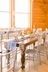 Table setup for wedding banquet