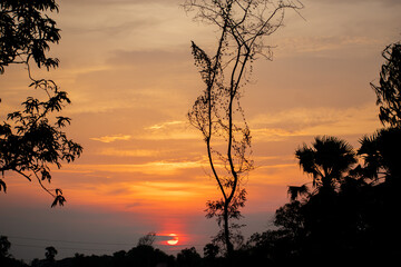 Awesome sunset natural view in the monsoon season in North east India.